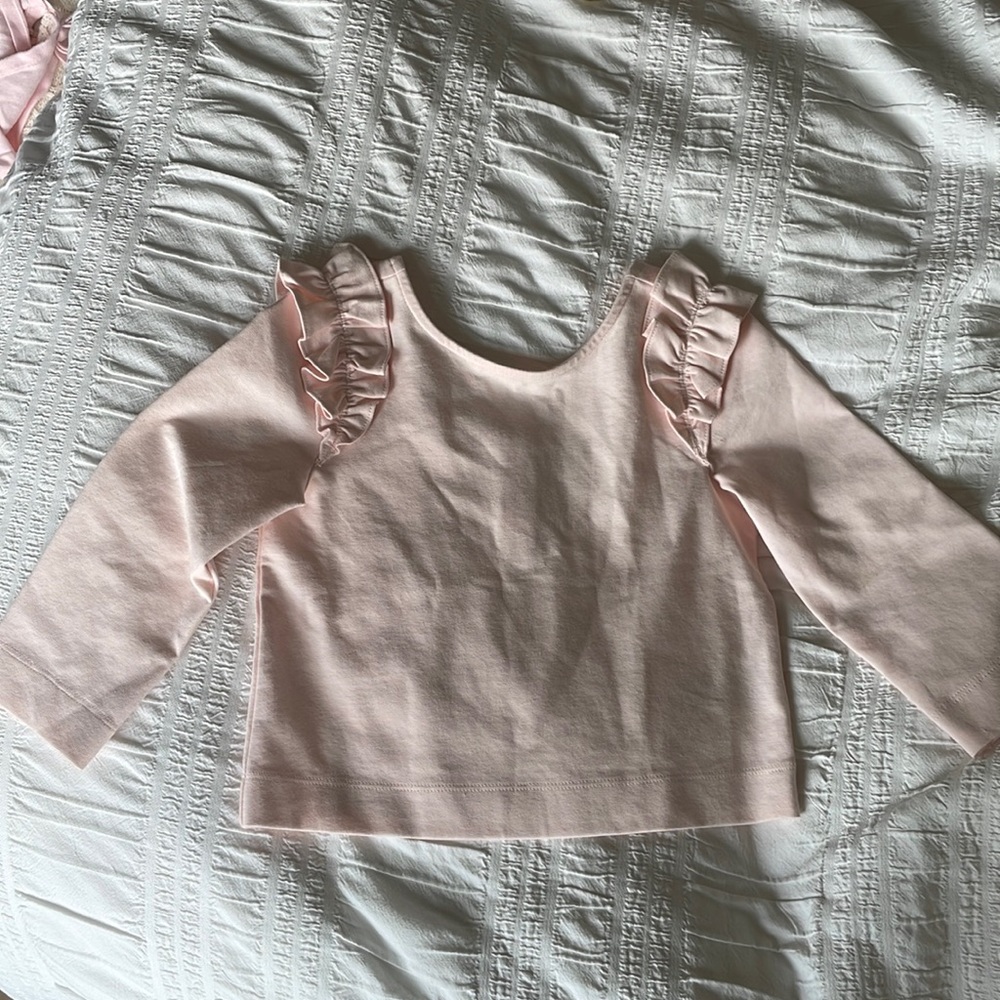 Janie and Jack HFR Girls Pink 3/4 Length Sleeve Top Size 7